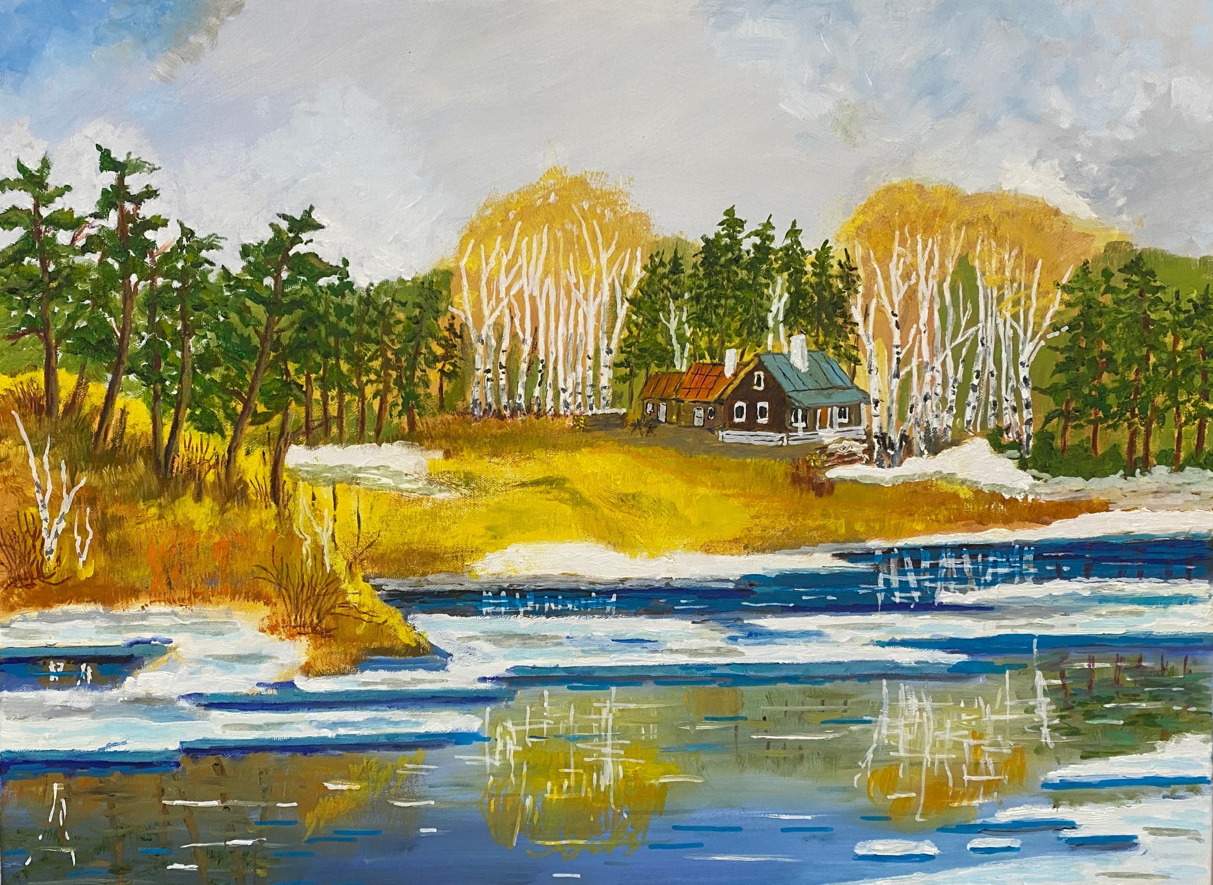 Spring Break Up  Oil on Canvas 24"x18"x1.5"  $400