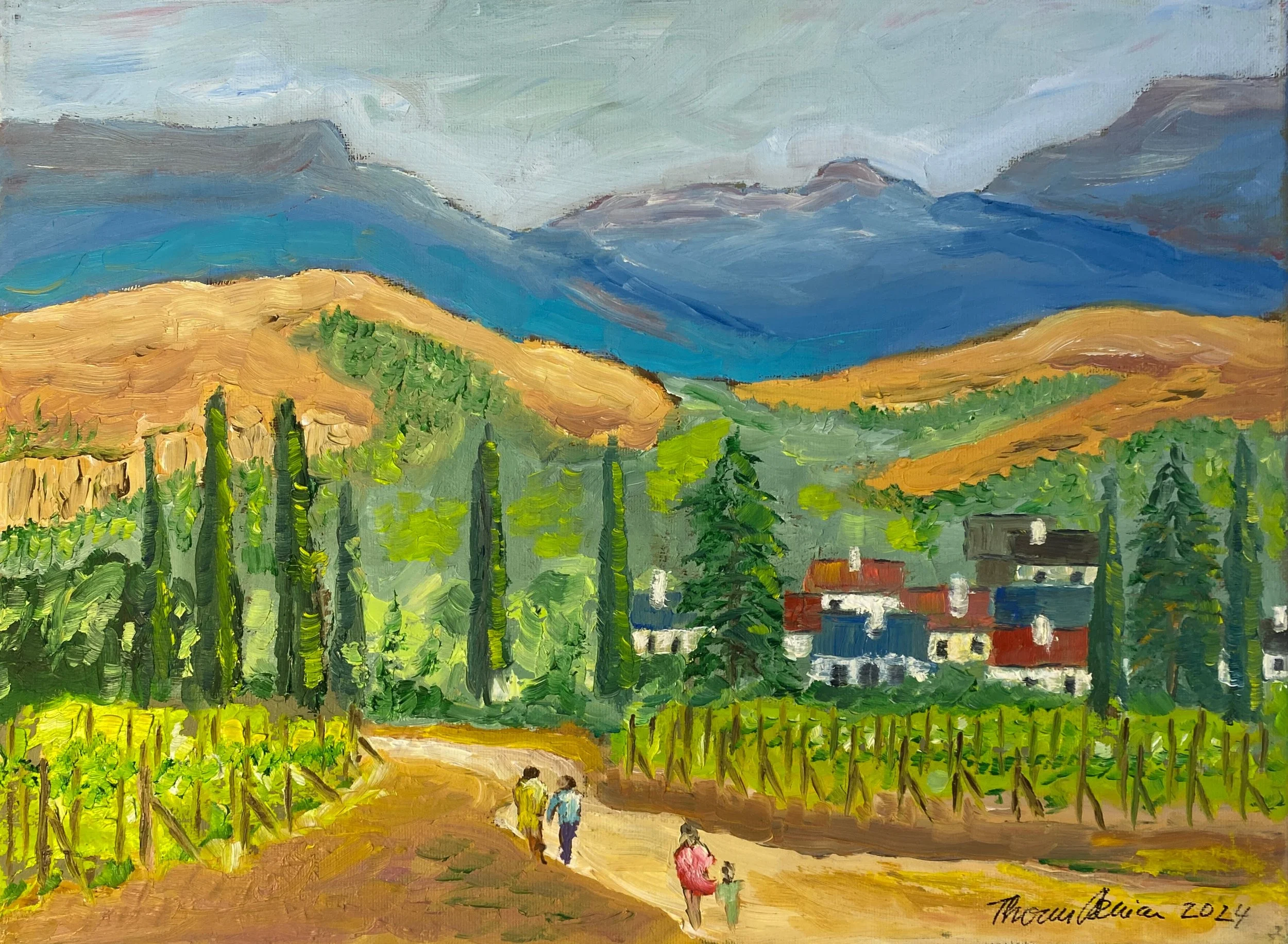 Village at the Foothills  Oil on Canvas 16"x12"x0.75"   $190