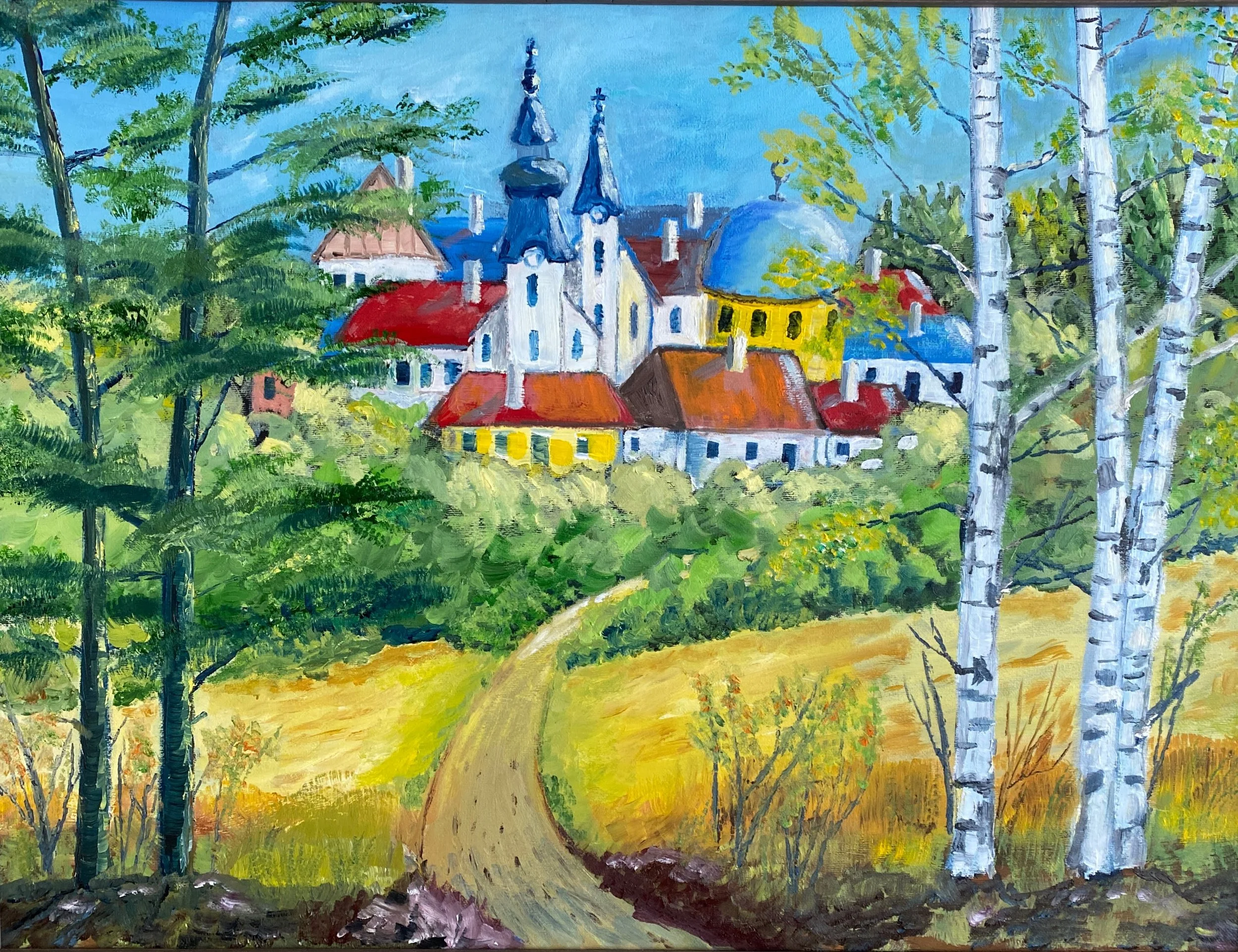 Bavarian Village
Oil on Canvas  24"x18"x0.75"  $400