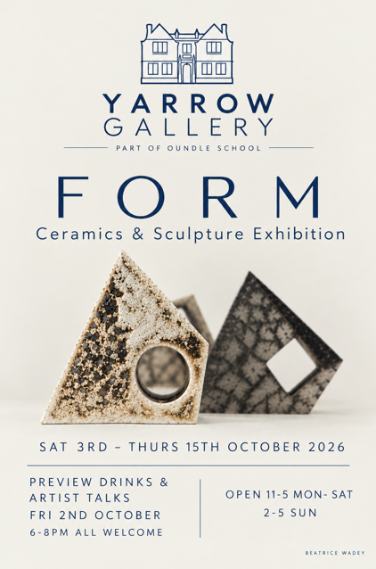 Poster for Yarrow Gallery exhibition 'Form' featuring ceramic sculptures