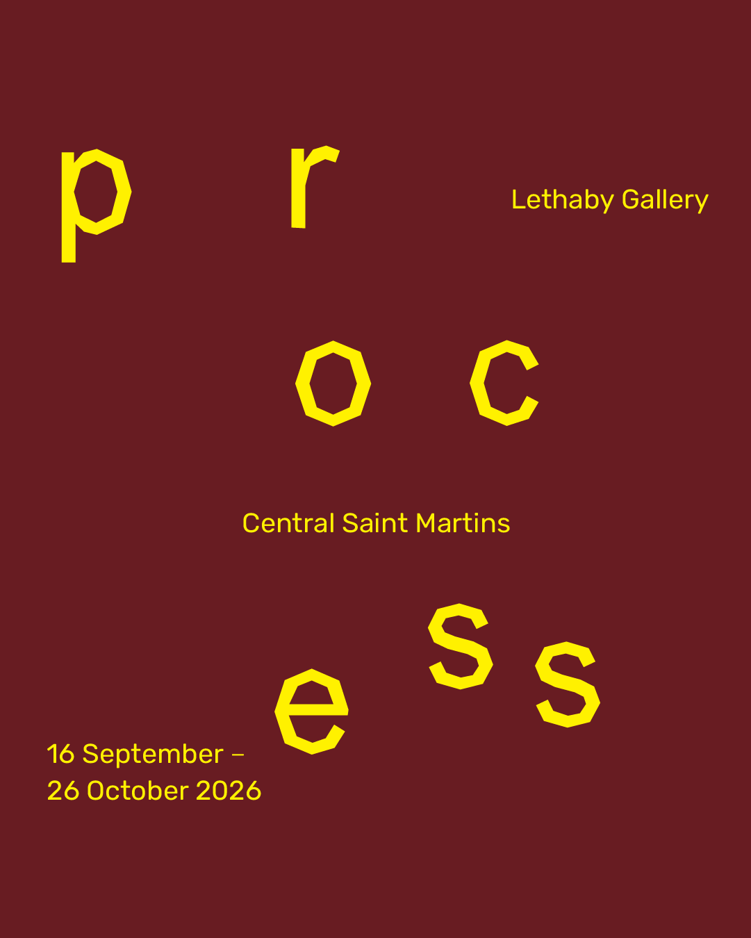 Poster for lethaby Gallery London exhibition 'Process'