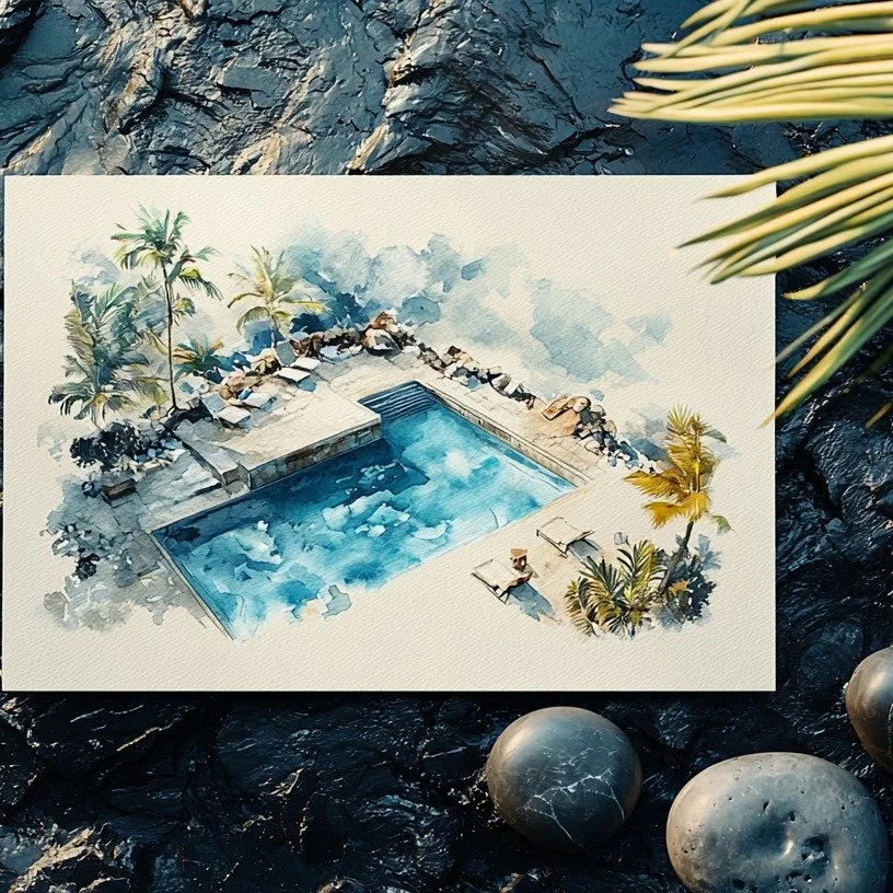 Every extraordinary pool begins as a vision on paper.

At Waves Aquatics we handle everything from the first sketch to the final splash &mdash; architectural design, engineering, permits, and build. Your vision, fully realized, in as little as six we