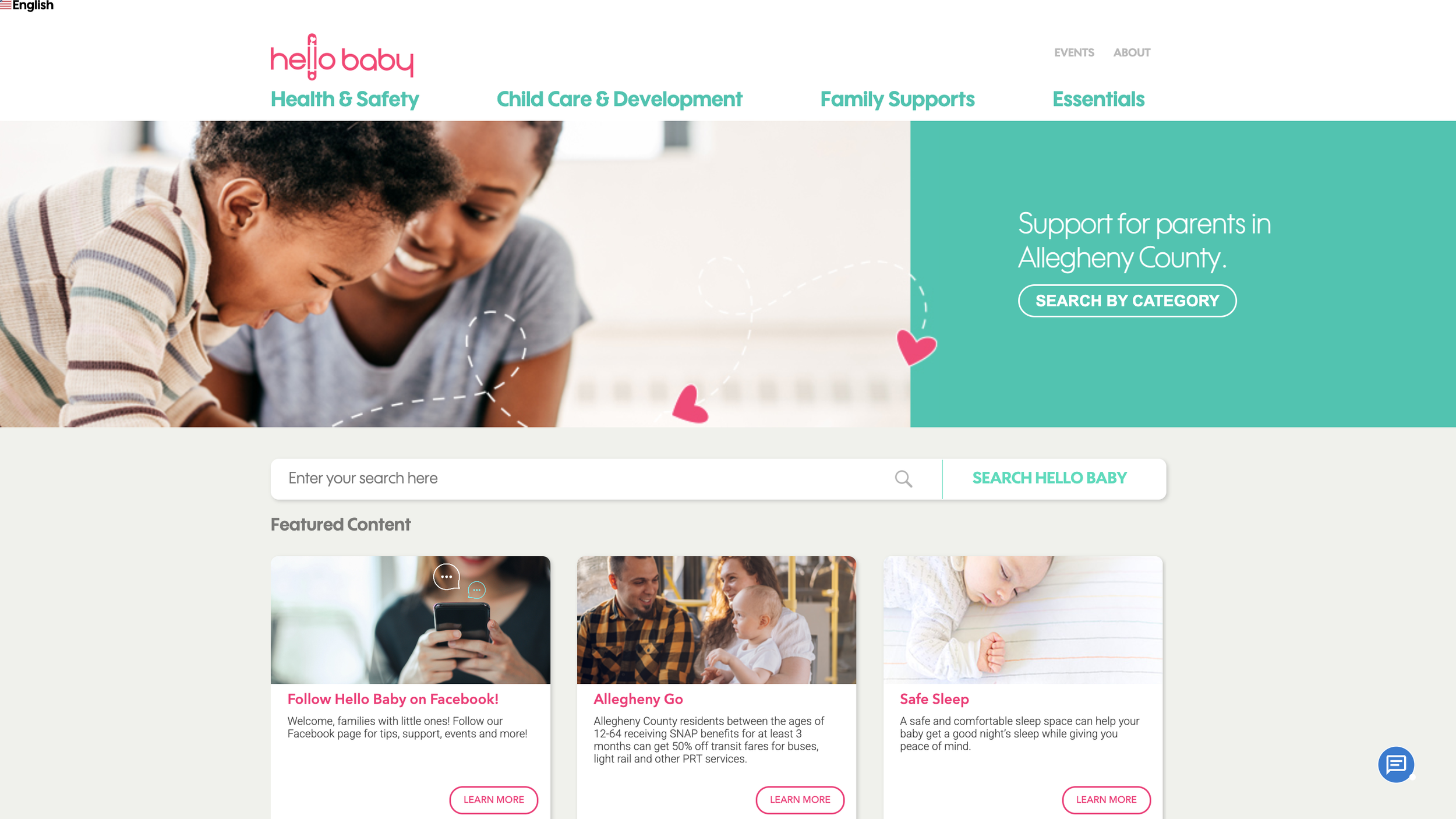 Hello Baby homepage