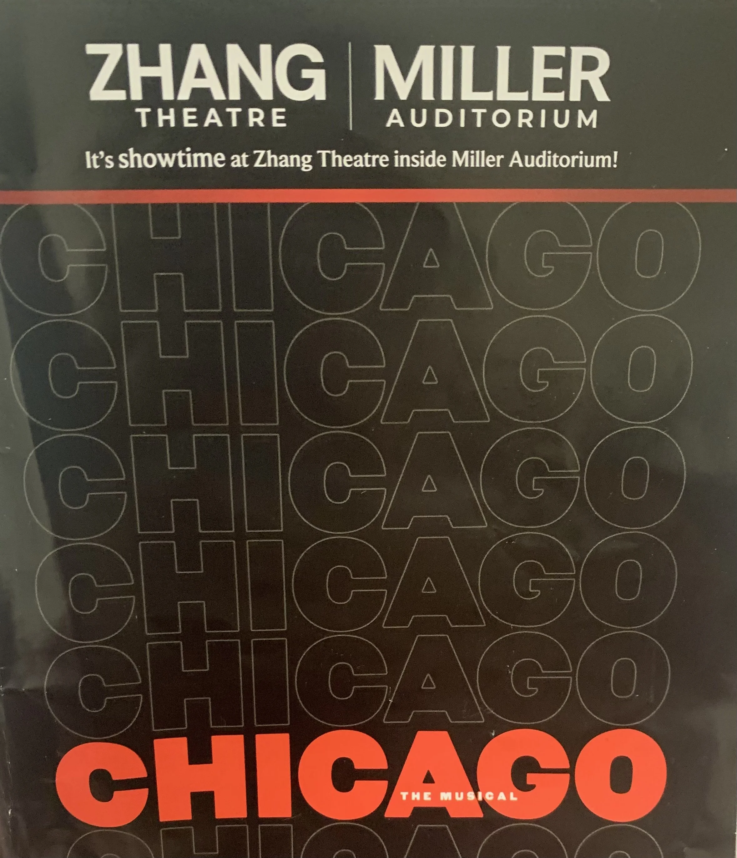 A playbill for the musical Chicago