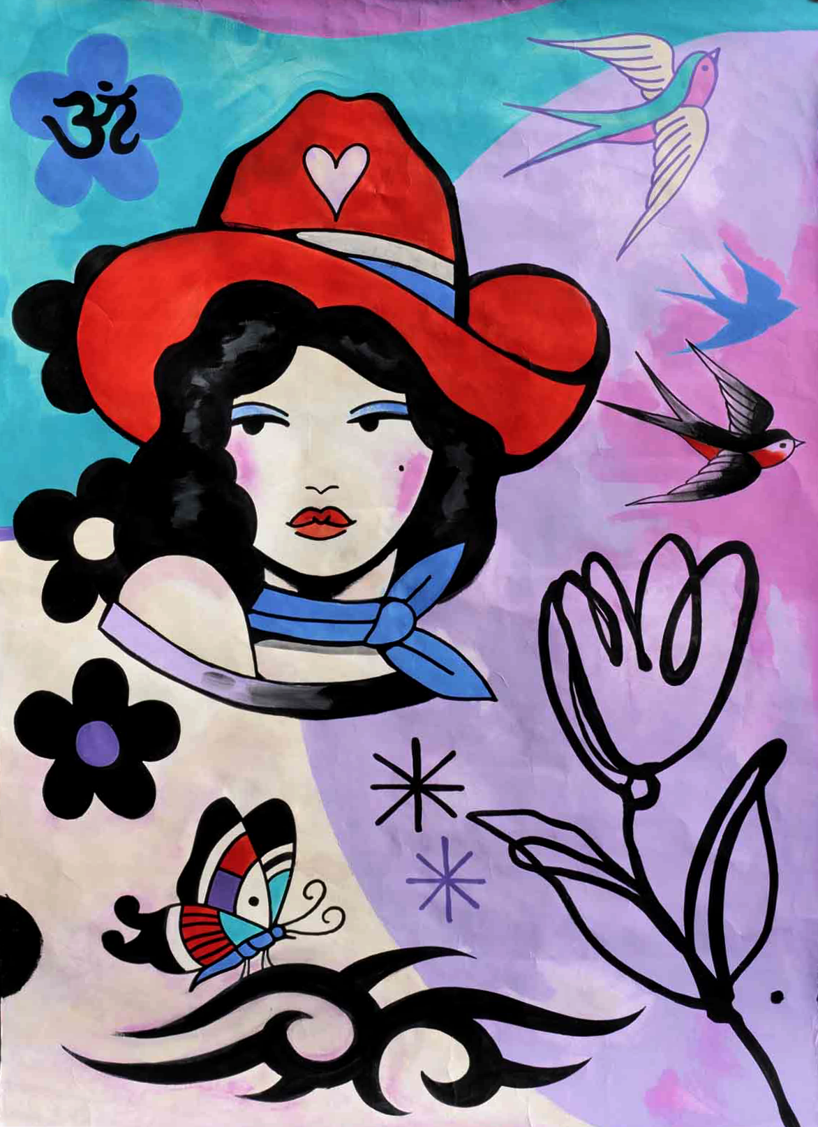 Cowgirl on tyvek