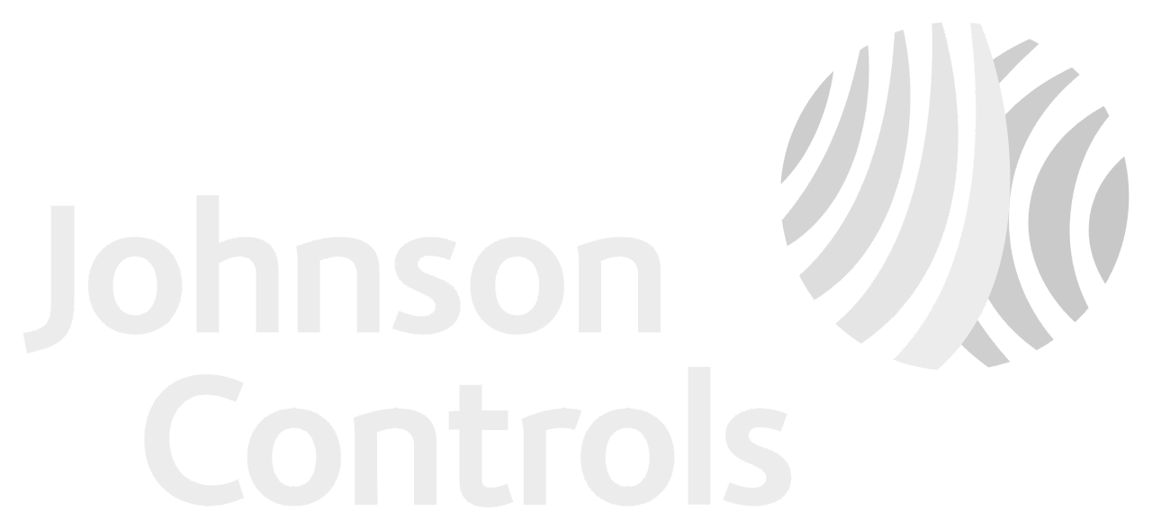 Johnson Controls logo in black and white with a stylized globe design.