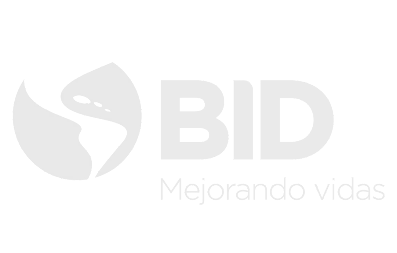 Logo of BID with a globe symbol and the tagline 'Mejorando vidas'.