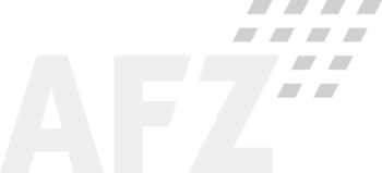 Logo with the letters 'AFZ' in bold white font on a black background.