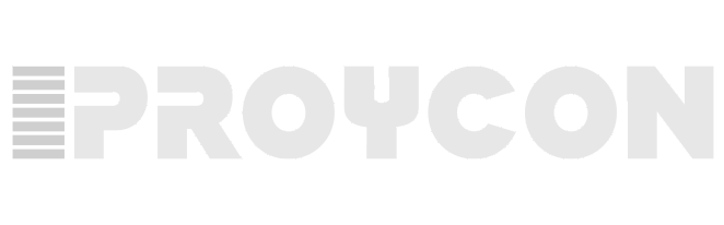 Proycon logo in white letters on a black background.