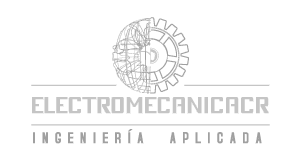 Logo with the text 'Electromecanica CR' and 'Ingeniería Aplicada' underneath, featuring a stylized gear and electrical symbol.