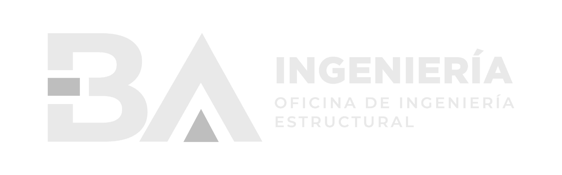 Logo of B&A Ingeniería, a structural engineering office, featuring large stylized letters B and A in gray, with the text 'INGENIERÍA' and 'OFICINA DE INGENIERÍA ESTRUCTURAL' in smaller letters.
