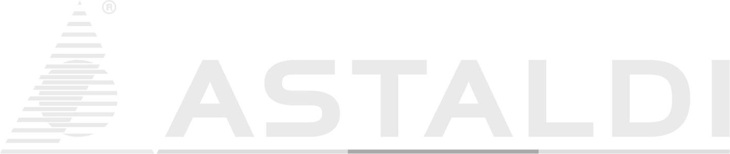Logo for Astaldi featuring a stylized, layered drop shape next to the company name.