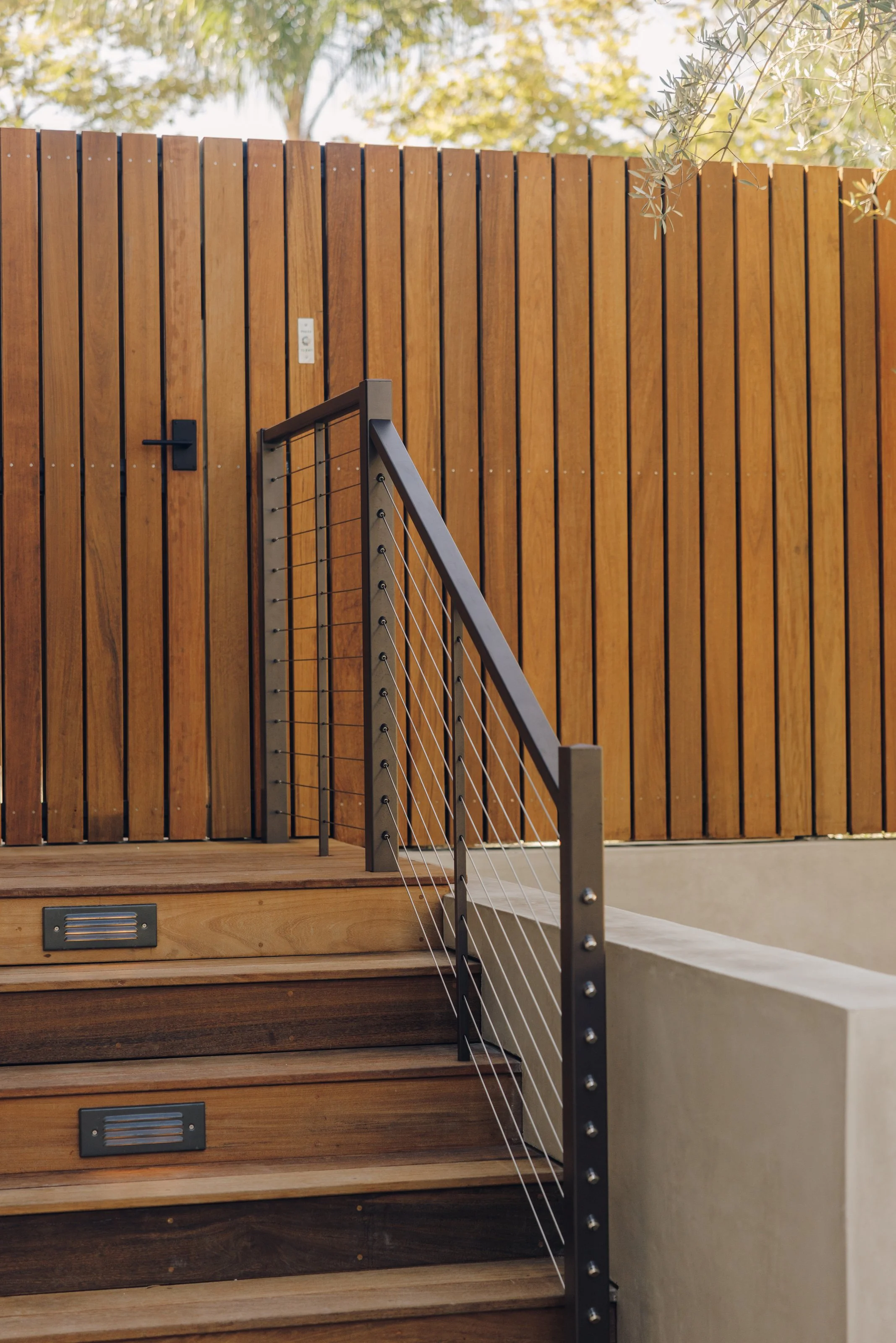 Exterior stairway and metal railing