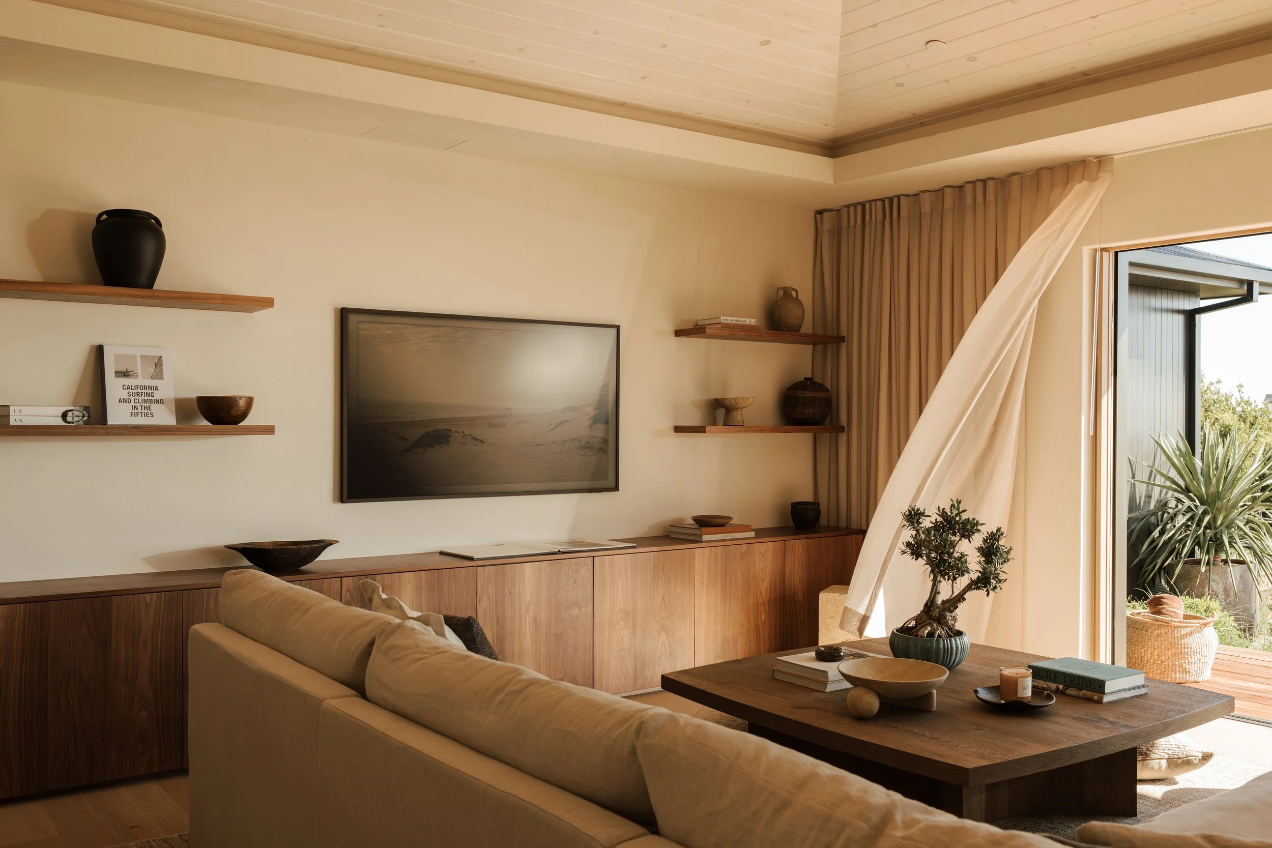 Family room television wall and sectional seating