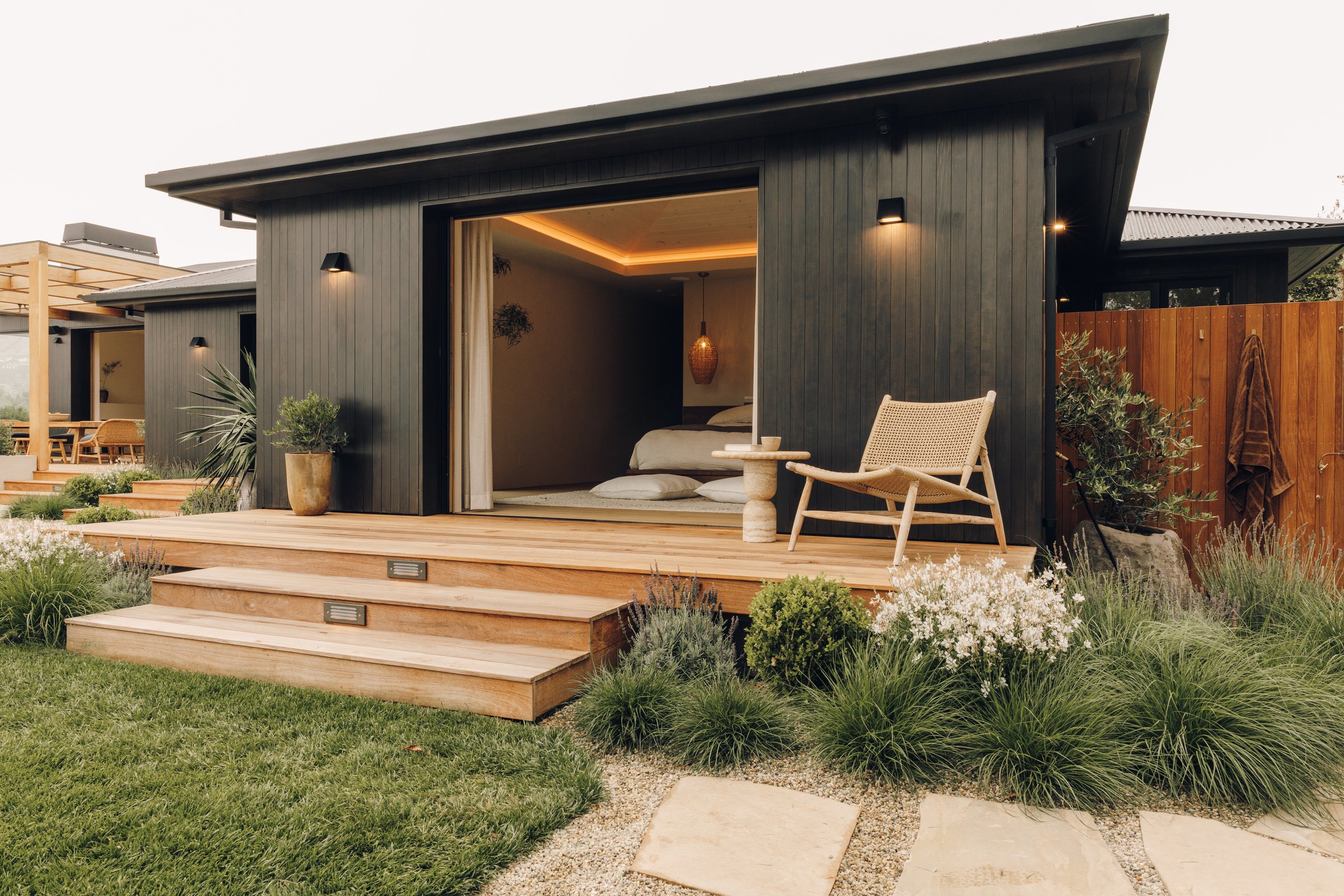 Bedroom deck with doors open