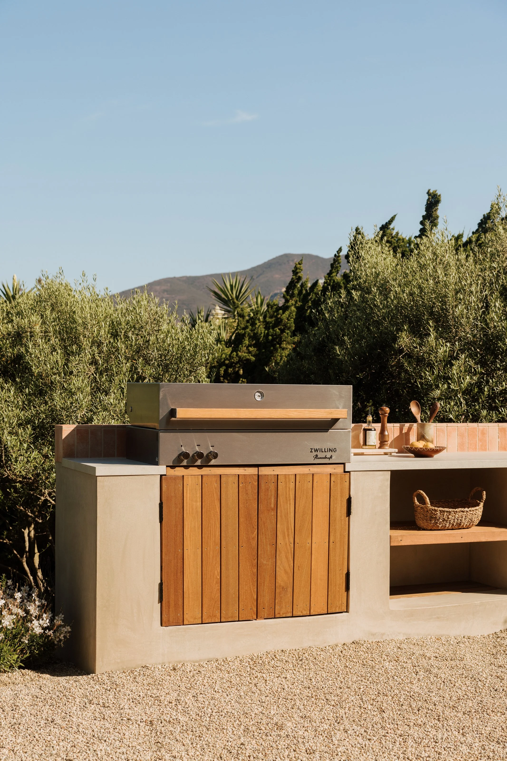 Outdoor grill and preparation counter