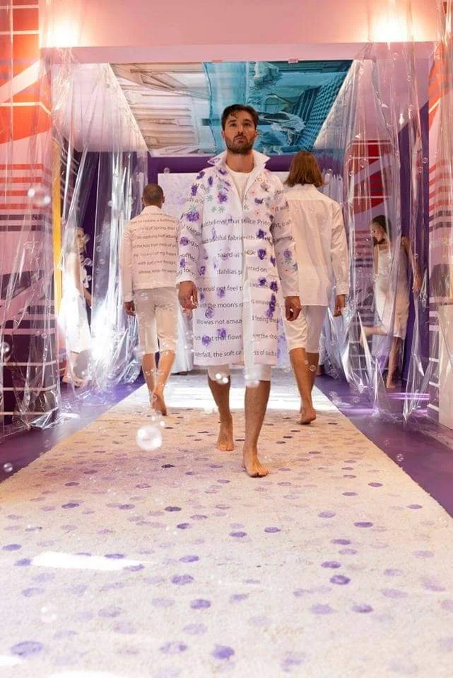 Spring Water Art Collection by Eglantina Frroku – From left to right: Look SWA‑08 and Look SWA-09