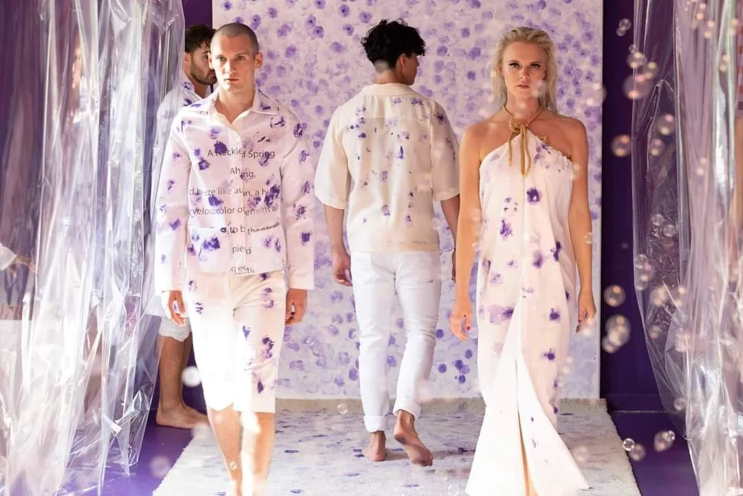 Spring Water Art Collection by Eglantina Frroku – From left to right: Look SWA‑04 and SWA-05