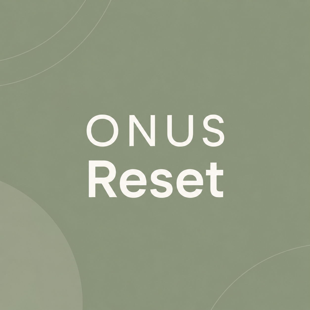 Green background with white text saying 'ONUS Reset' and faint curved lines in the corners.