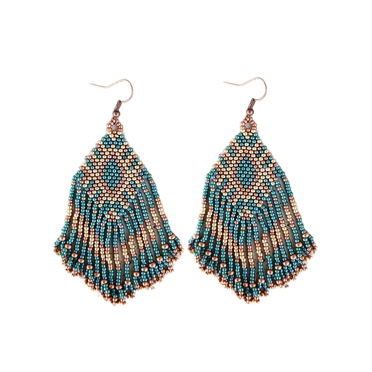 Earthy Metallic Southwestern Handwoven Fringe Earrings