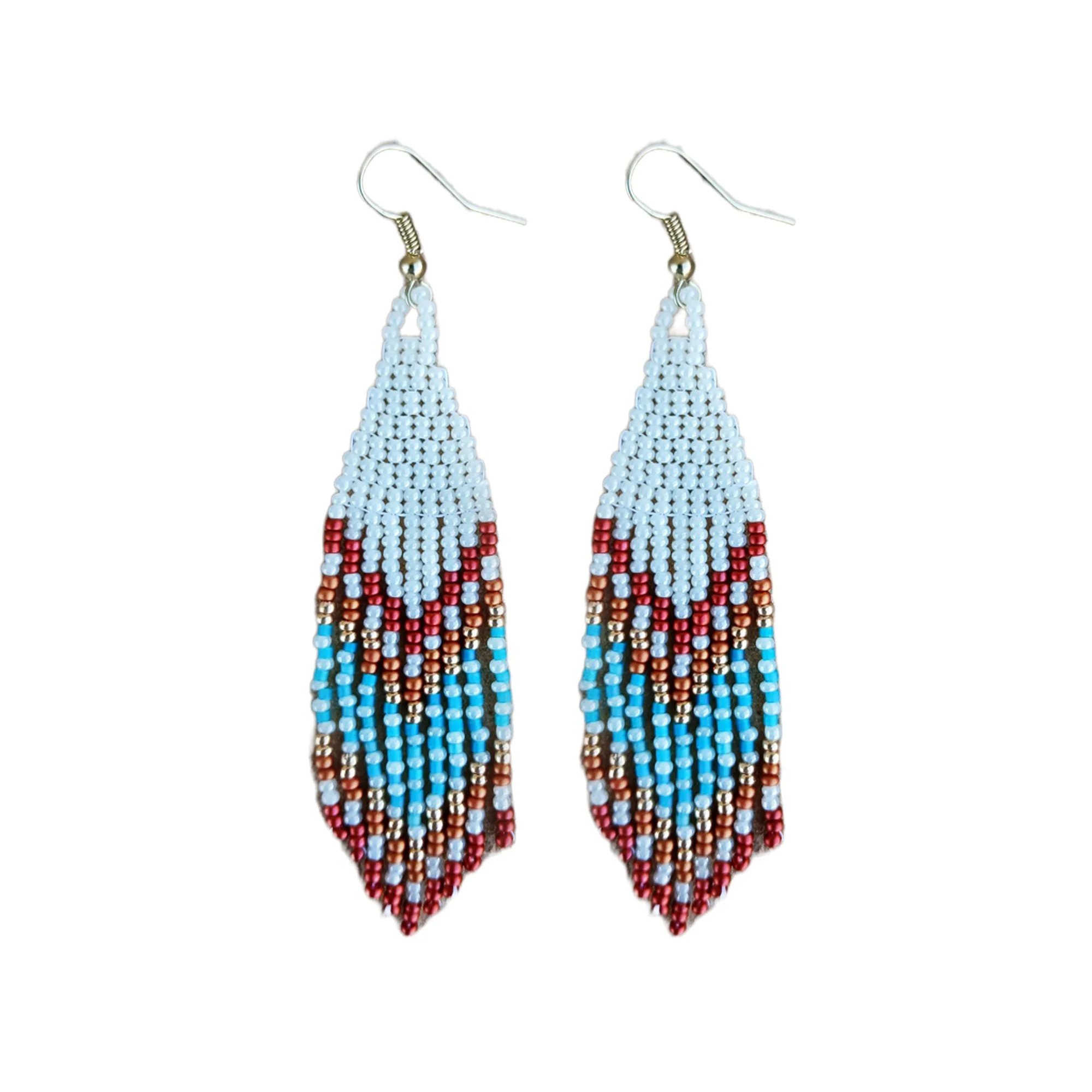 Desert Cloud Sunset Southwestern Handwoven Fringe Earrings