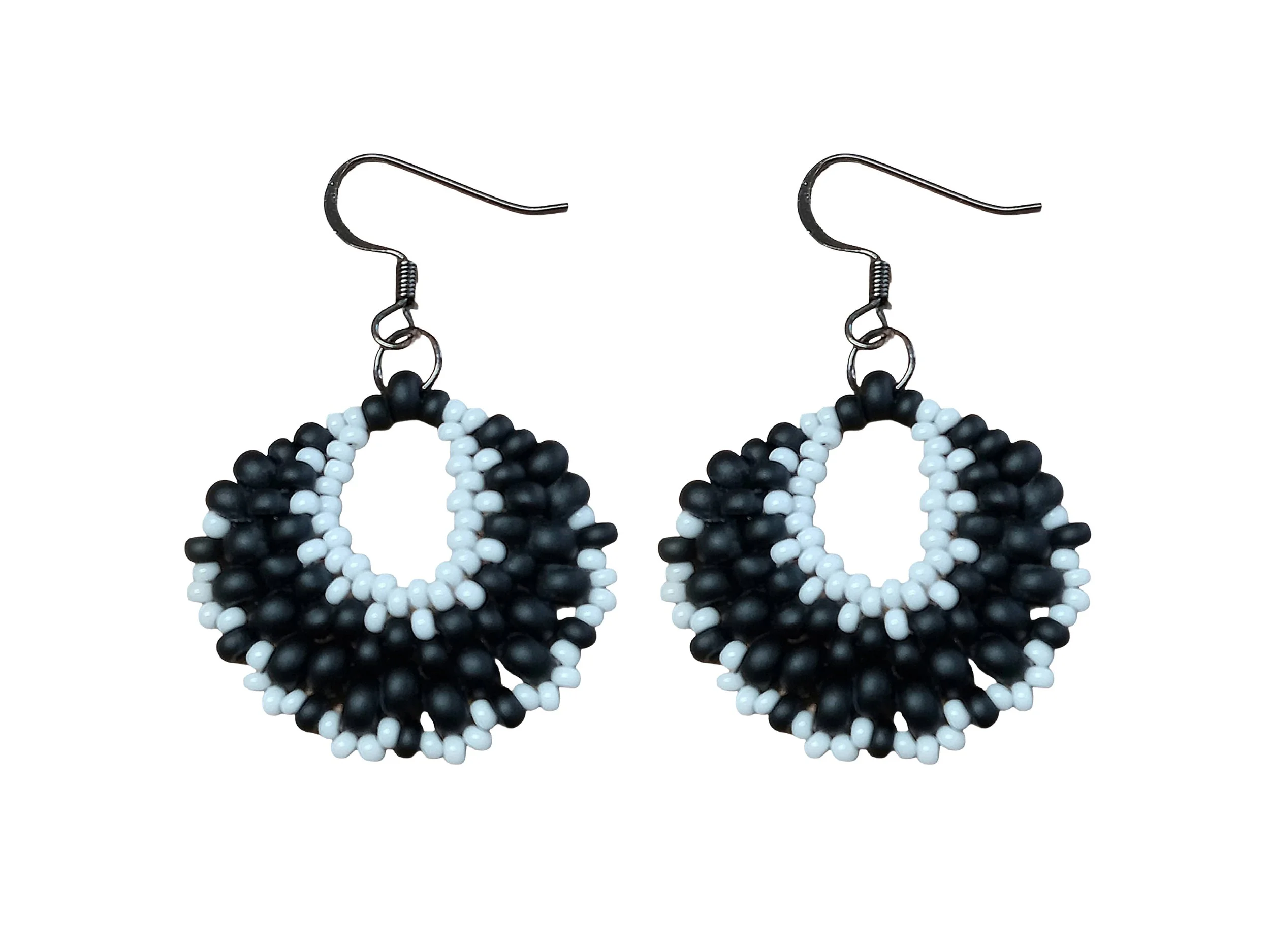 Midnight Eclipse Beaded Crescent Earrings
