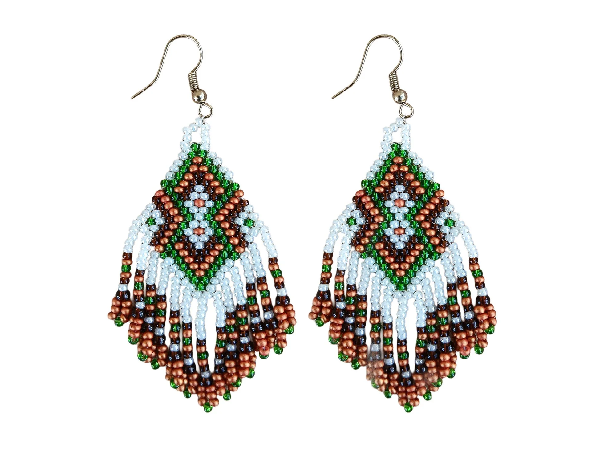 Desert Bloom Handmade Southwestern Beaded Earrings with Fringe
