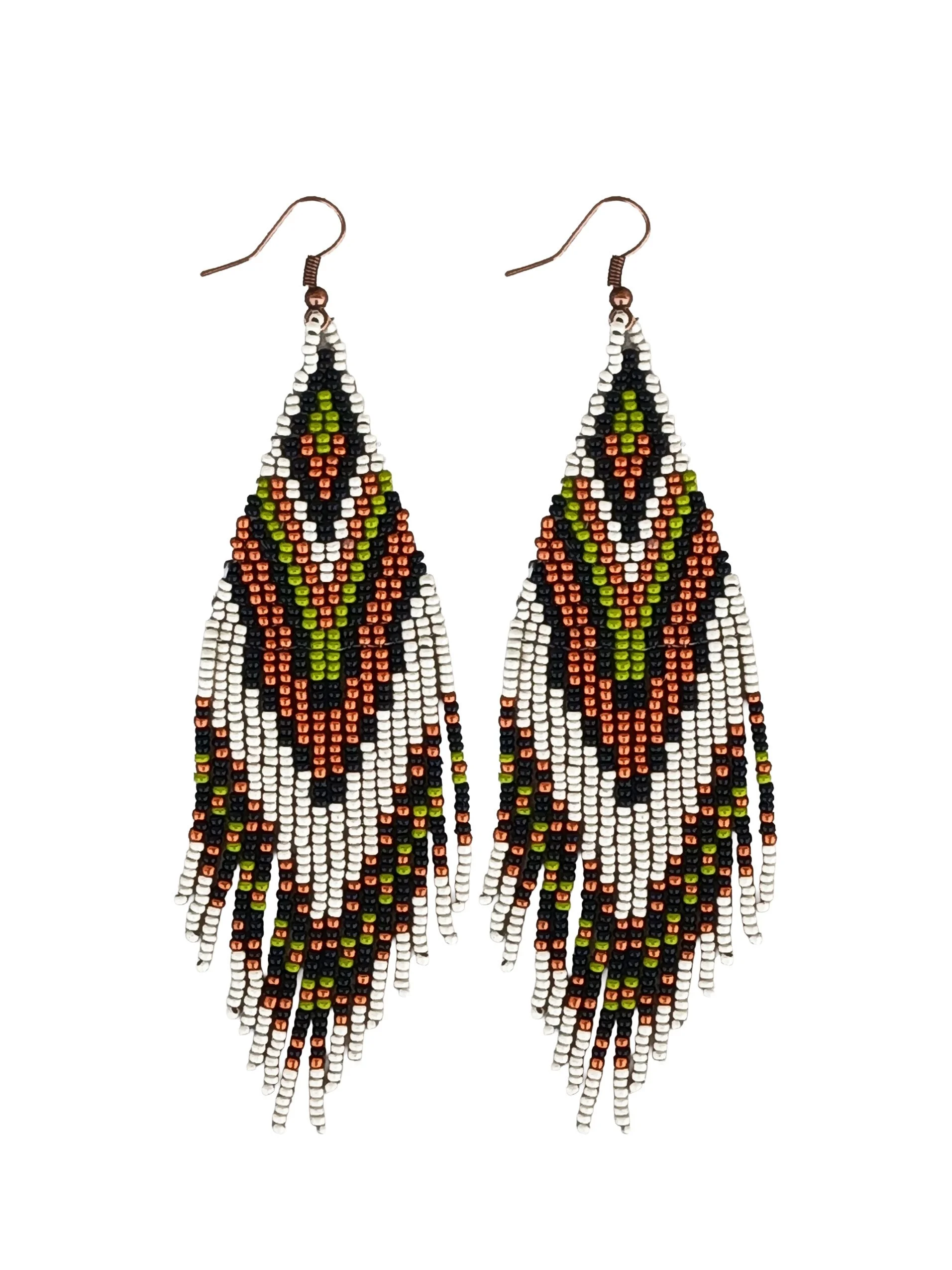 Juniper Ridge Green Beaded Fringe Earrings