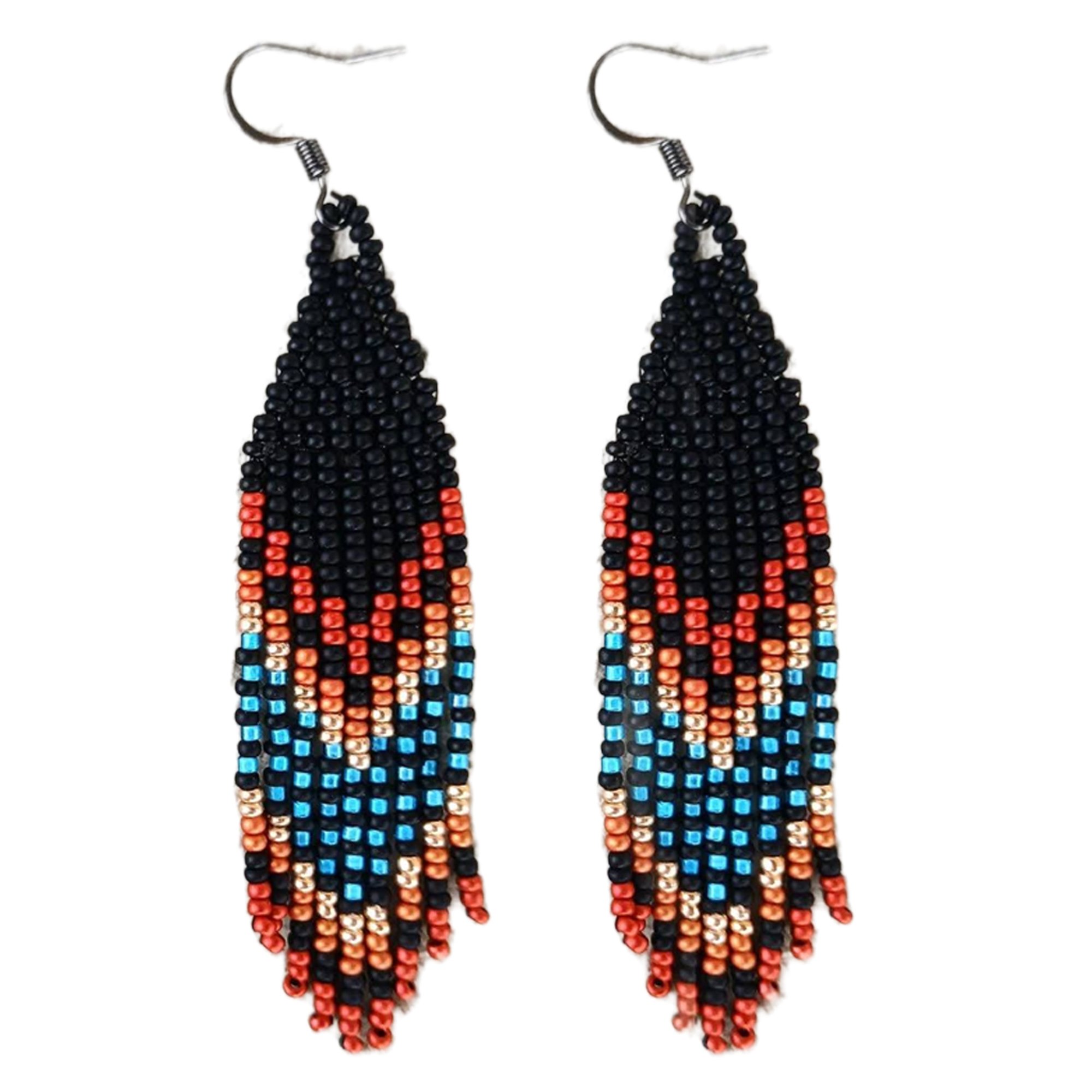 Mountain Sunset Southwestern Handwoven Fringe Earrings