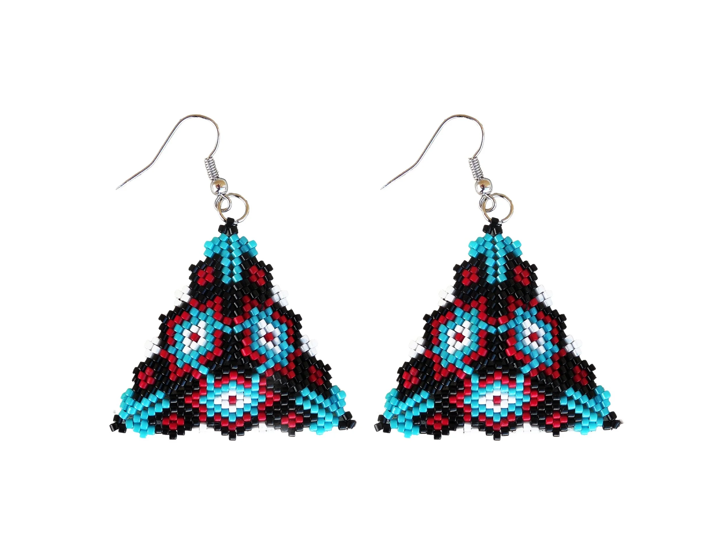 Southwestern Peyote Triangle Handwoven Earrings