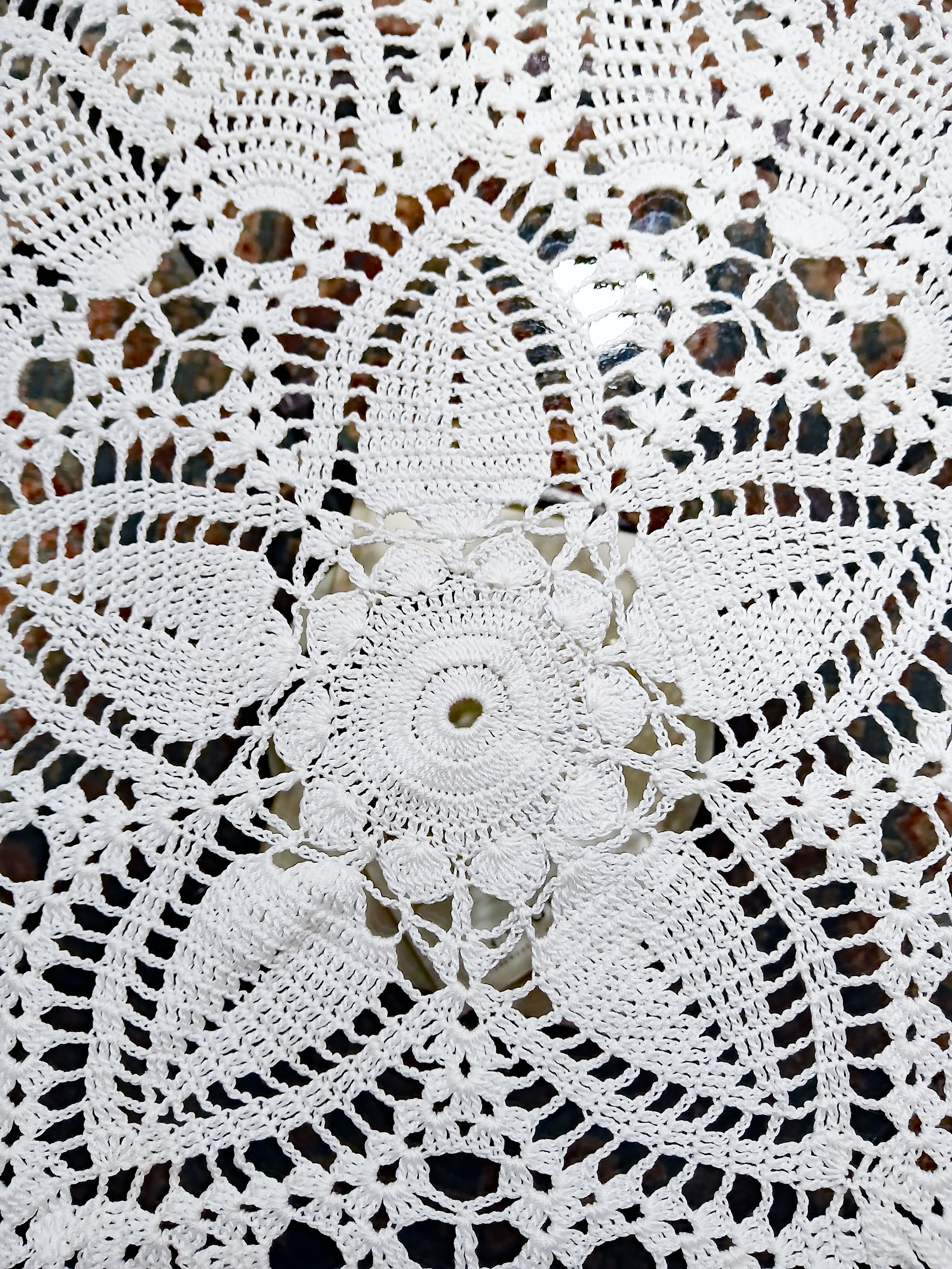 Handmade Crochet Lace Pineapple Doily, 22 Inch Centerpiece Table Cover In Crisp White 100% Cotton