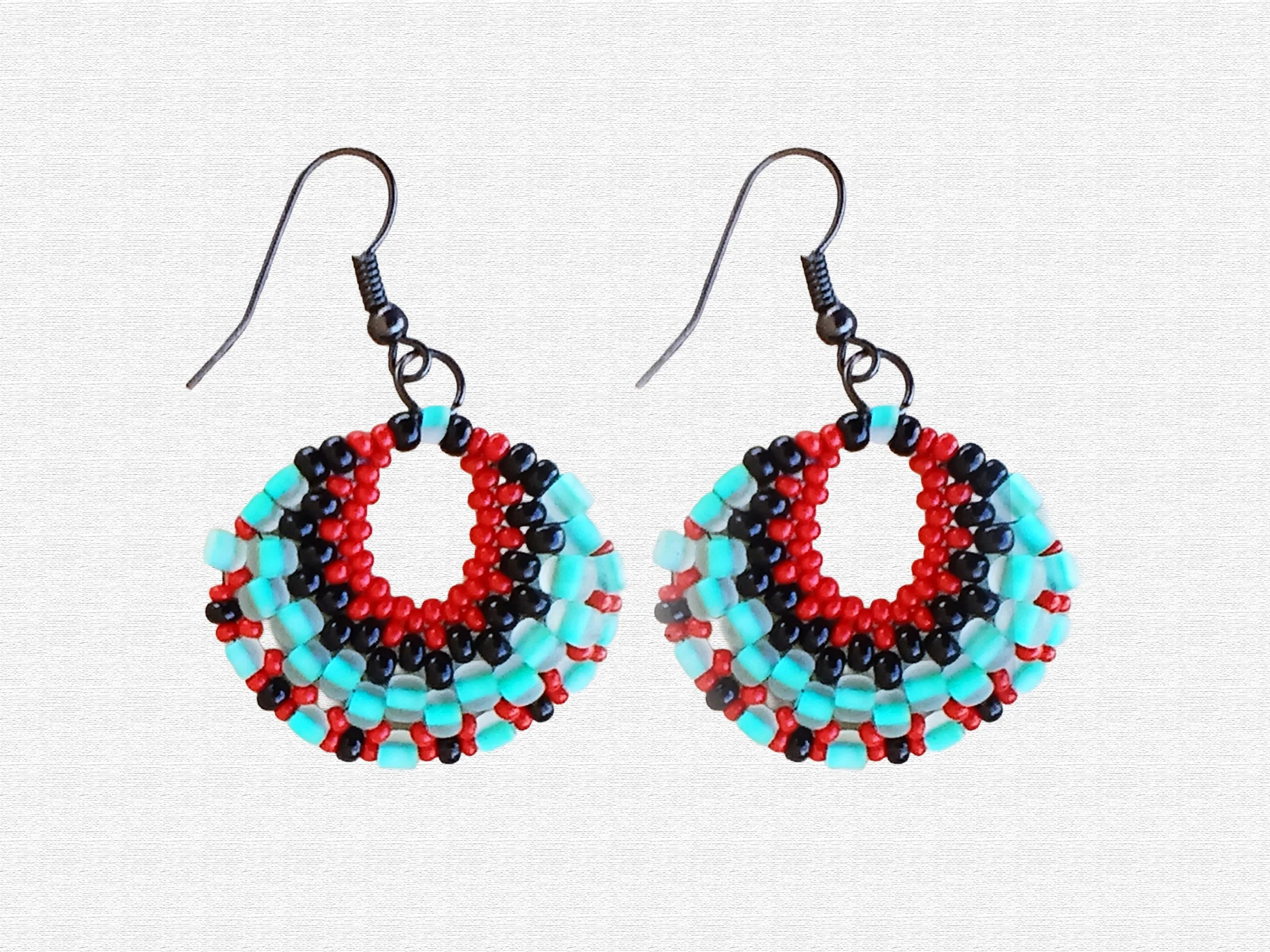 Handmade Oval Peyote Stitch Earrings – Small Lightweight Beaded Dangle Jewelry