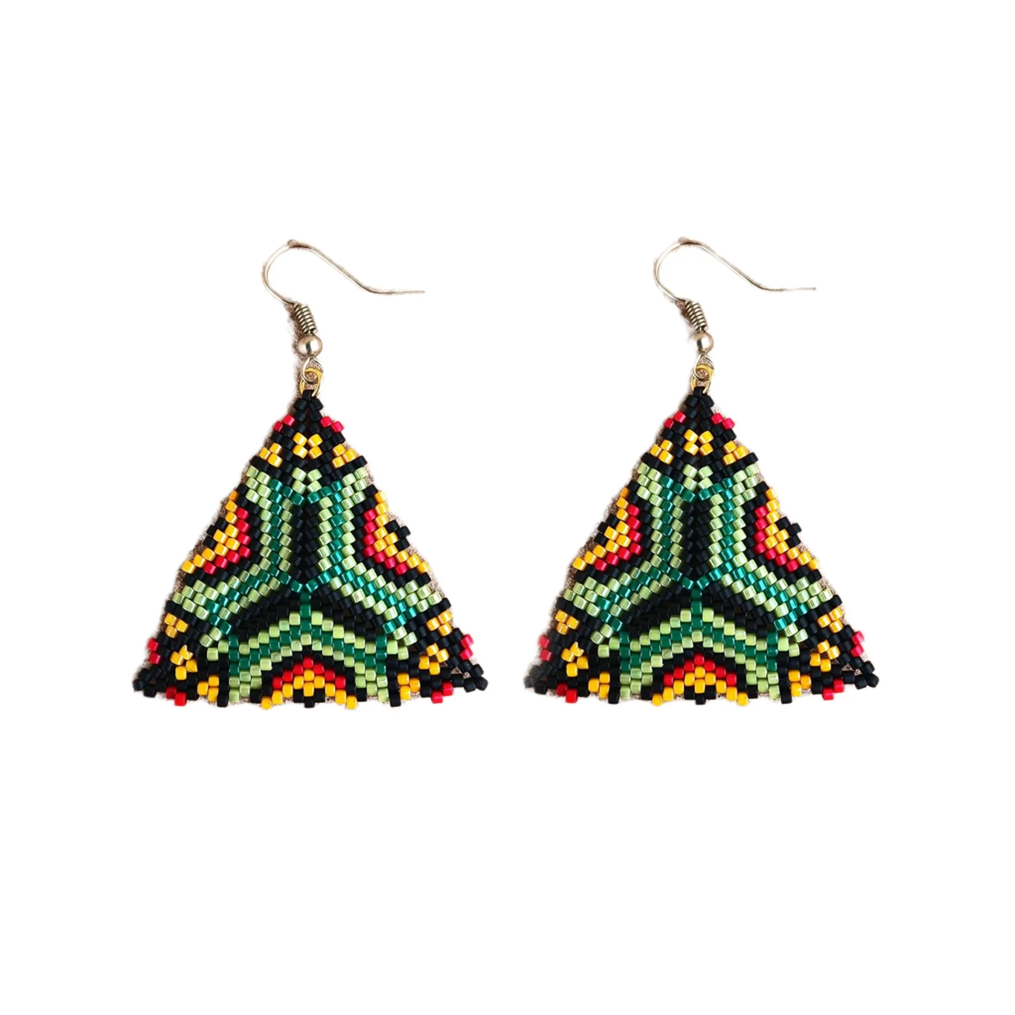 Southwestern Tribal Triangle Peyote Handwoven Earrings