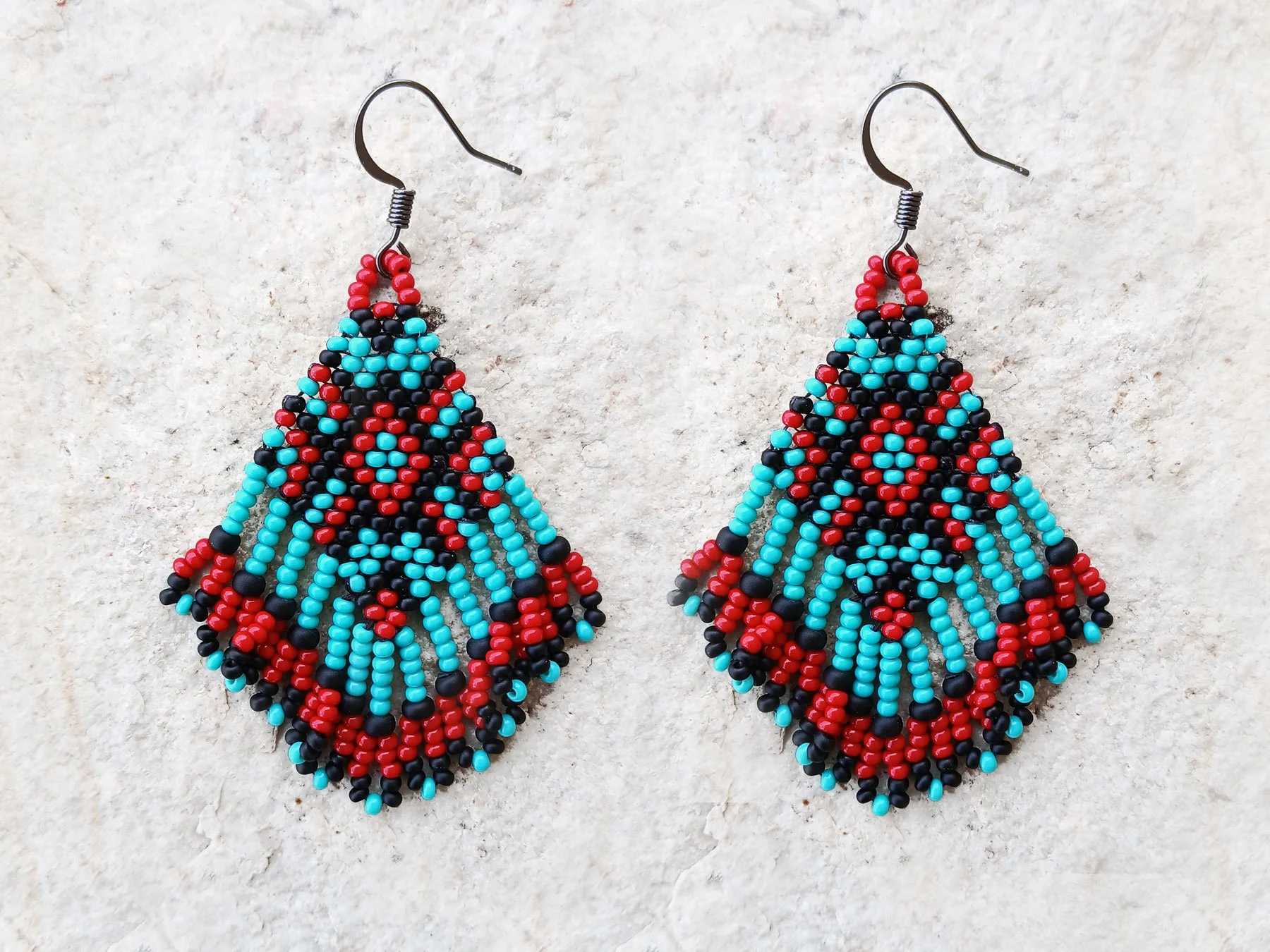 Turquoise Mesa Short Length Beaded Fringe Earrings