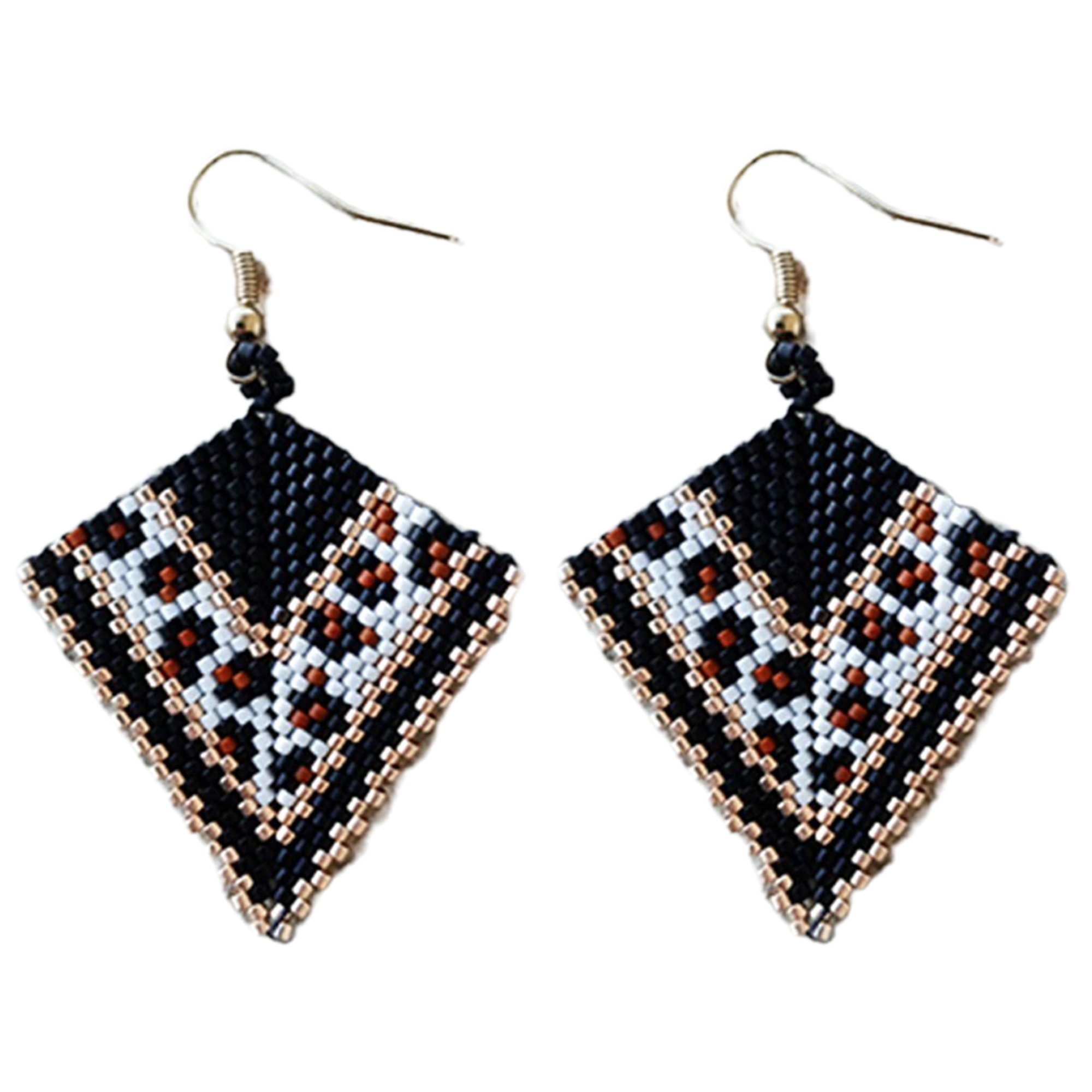 Jaguar Print Arrow Handwoven Drop Earrings