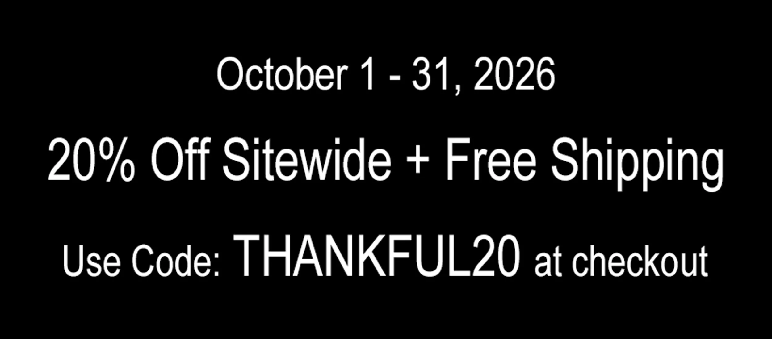 Graphic announcement for the October 2026 Christmas Club Sale featuring 20 percent off sitewide and free shipping with code THANKFUL20 at Threaded Flair