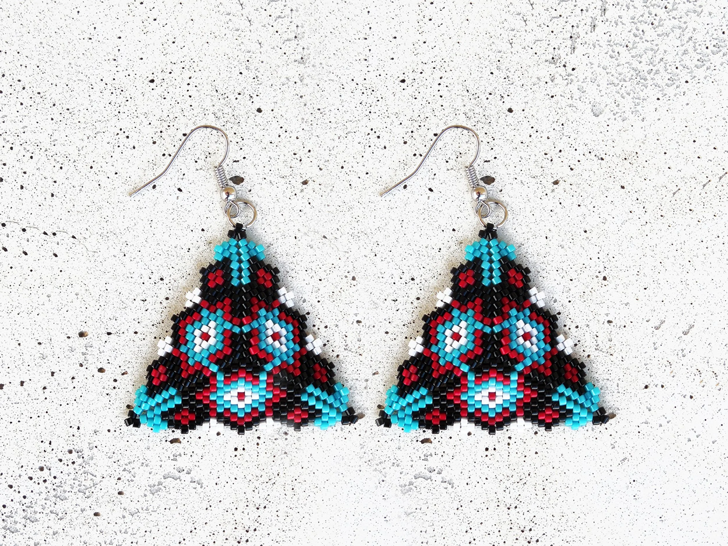 Native American Inspired Peyote Triangle Handmade Earrings