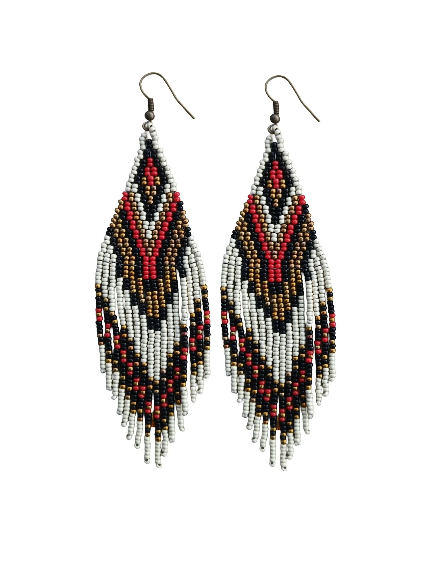 Crimson Cliffs Bright Red Beaded Fringe Earrings