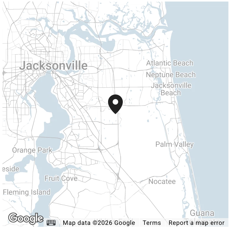Map showing Swell Smiles Pediatric Dentistry location at 7741 Point Meadows Drive Suite 203, Jacksonville, FL 32256