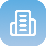 Blue background with white outline of a backpack.