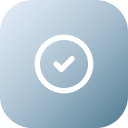 Check mark inside a circle on a blue background