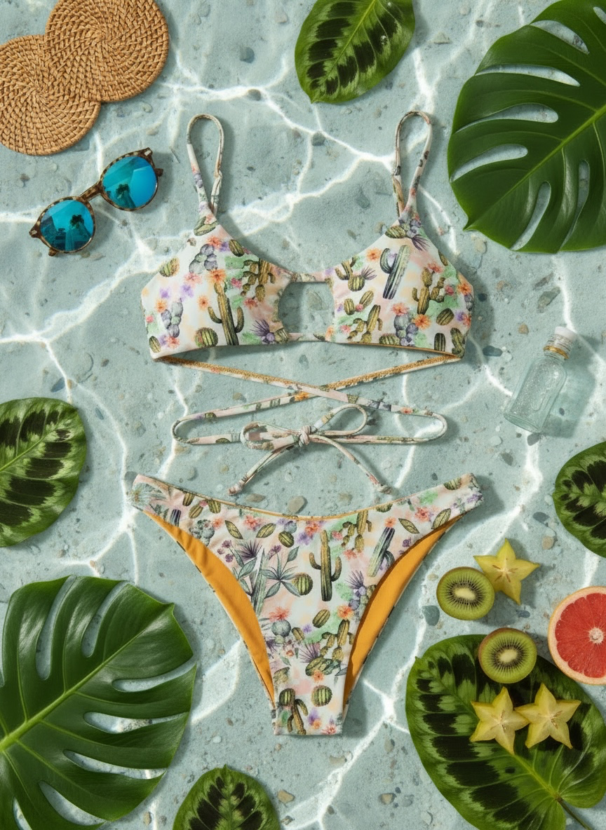 White Cactus Bikini Swim Suit.PNG