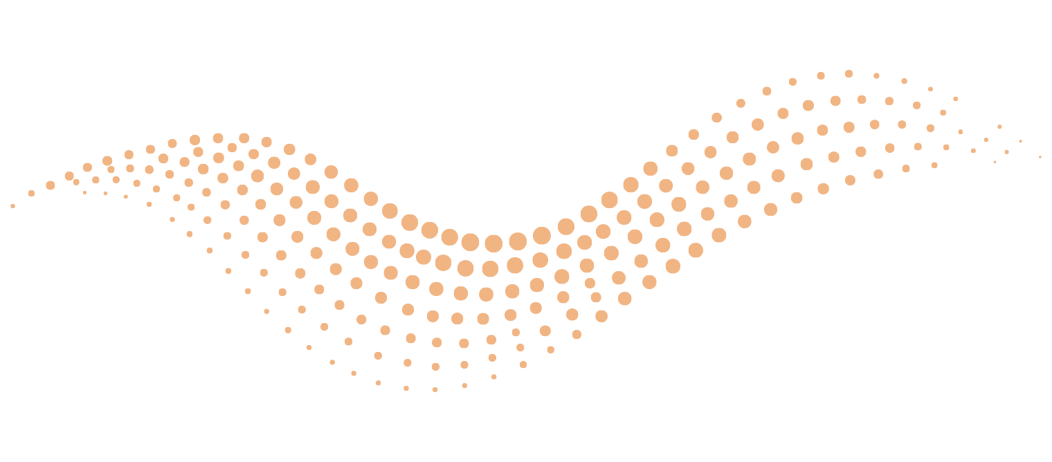 Abstract design of peach-colored dots forming a wave pattern on a black background.
