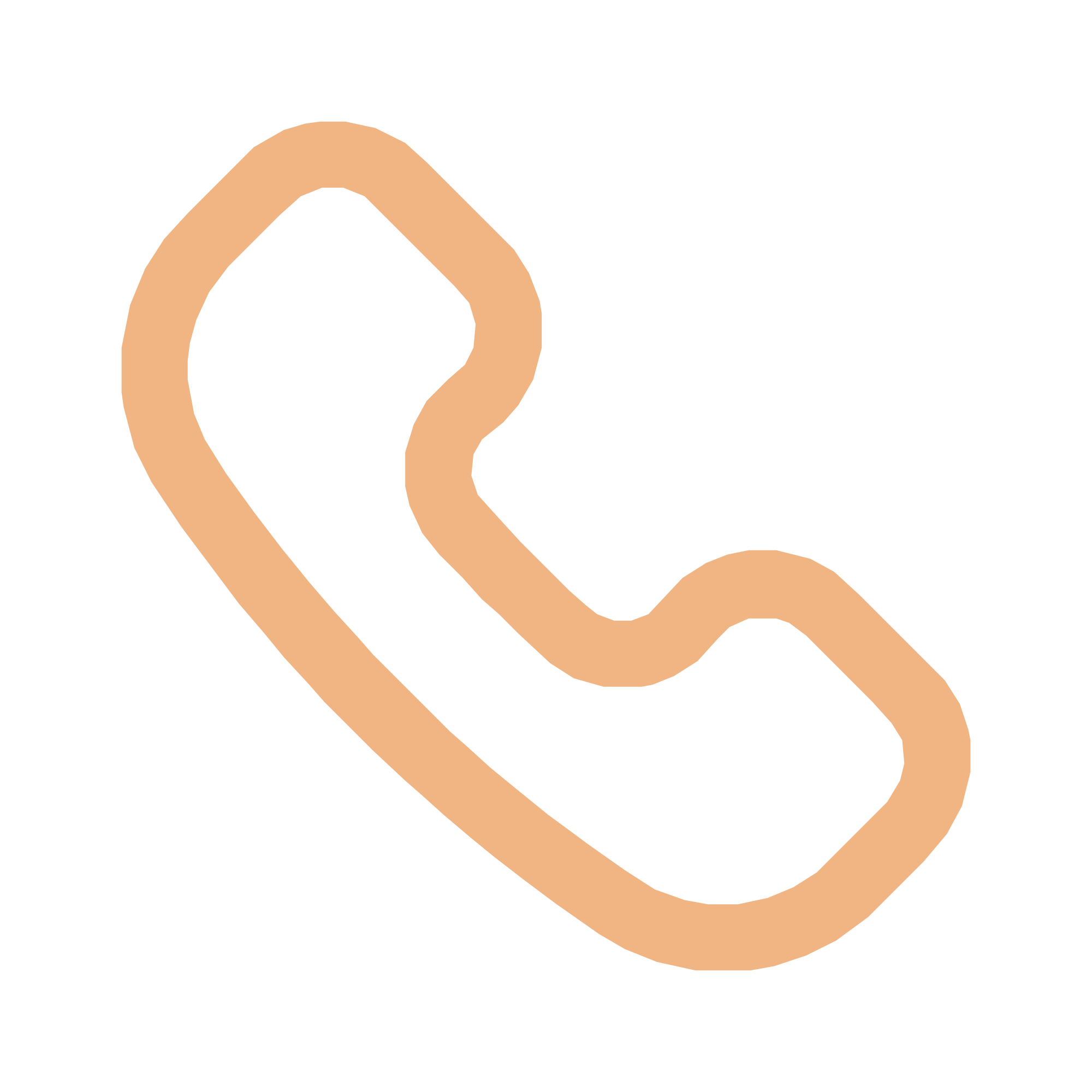 Icon of a beige telephone receiver on a black background.