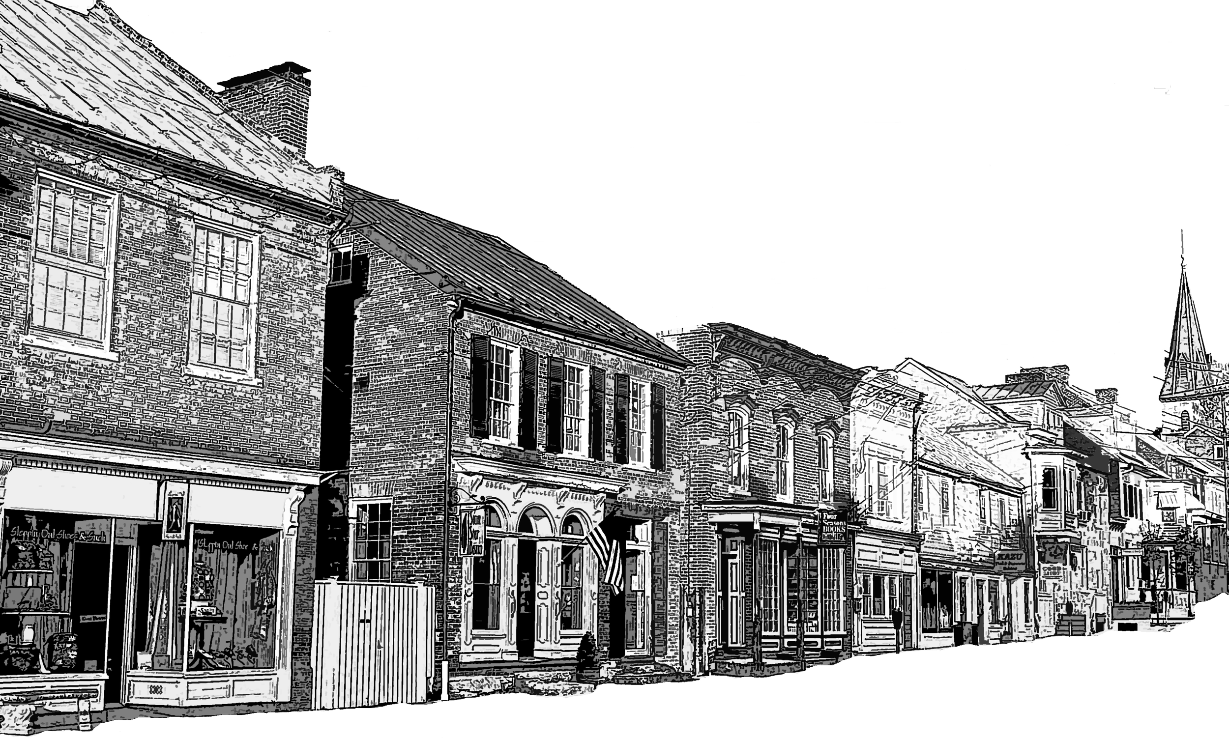 Line drawing of the south side of German street,Shepherdstown WV