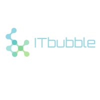 ITbubble logo with interconnected dots design and company name in blue and green text