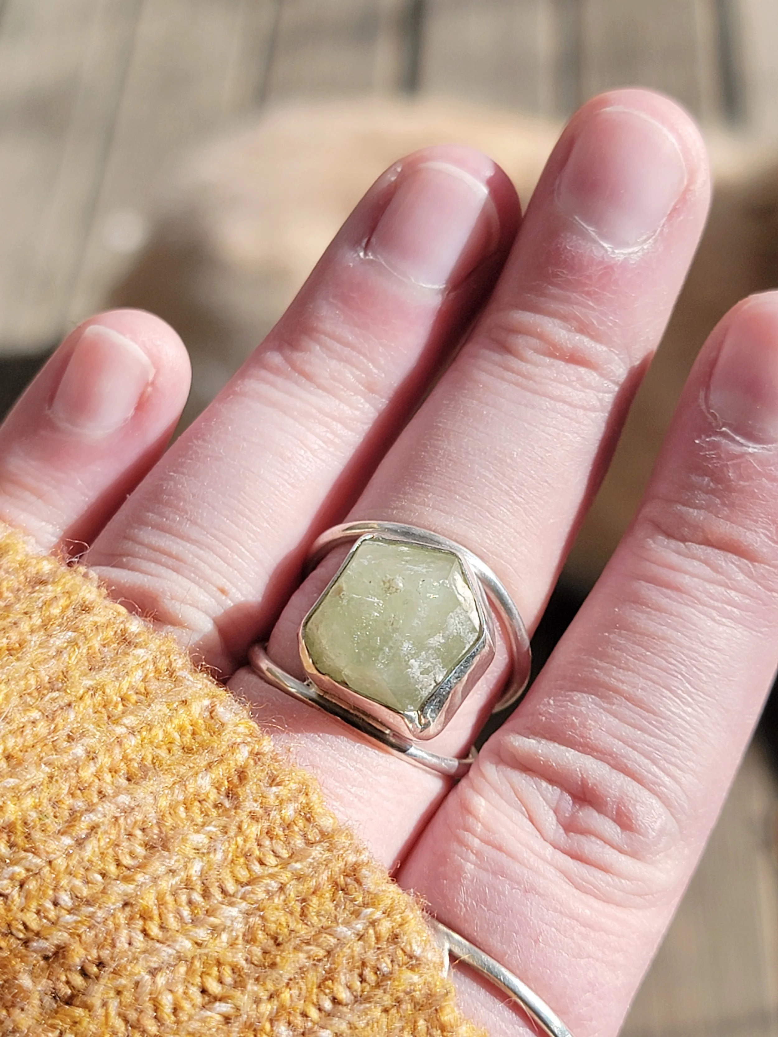 Raw Green Garnet Ring