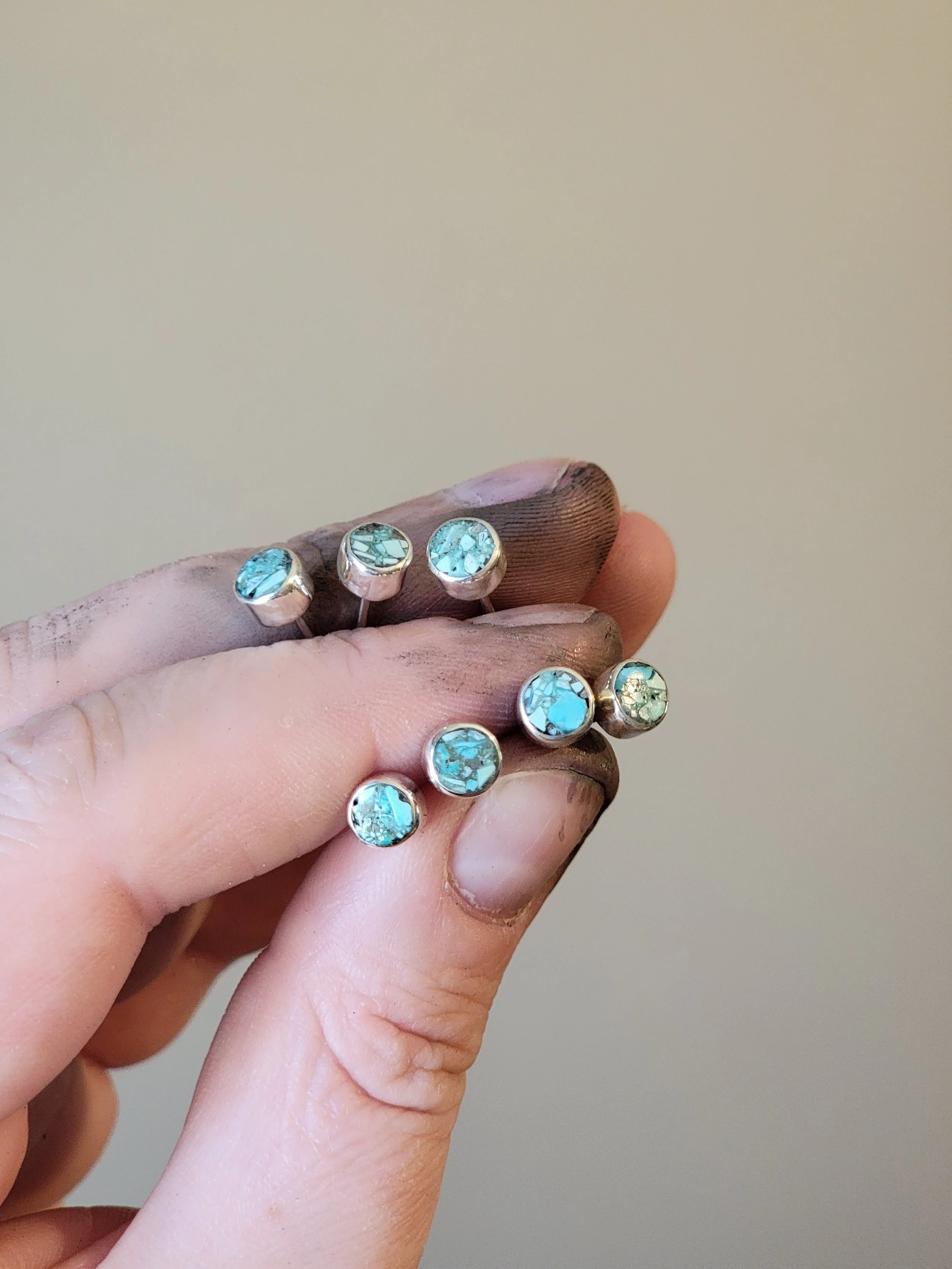Turquoise Crushed Inlay Stud Earrings