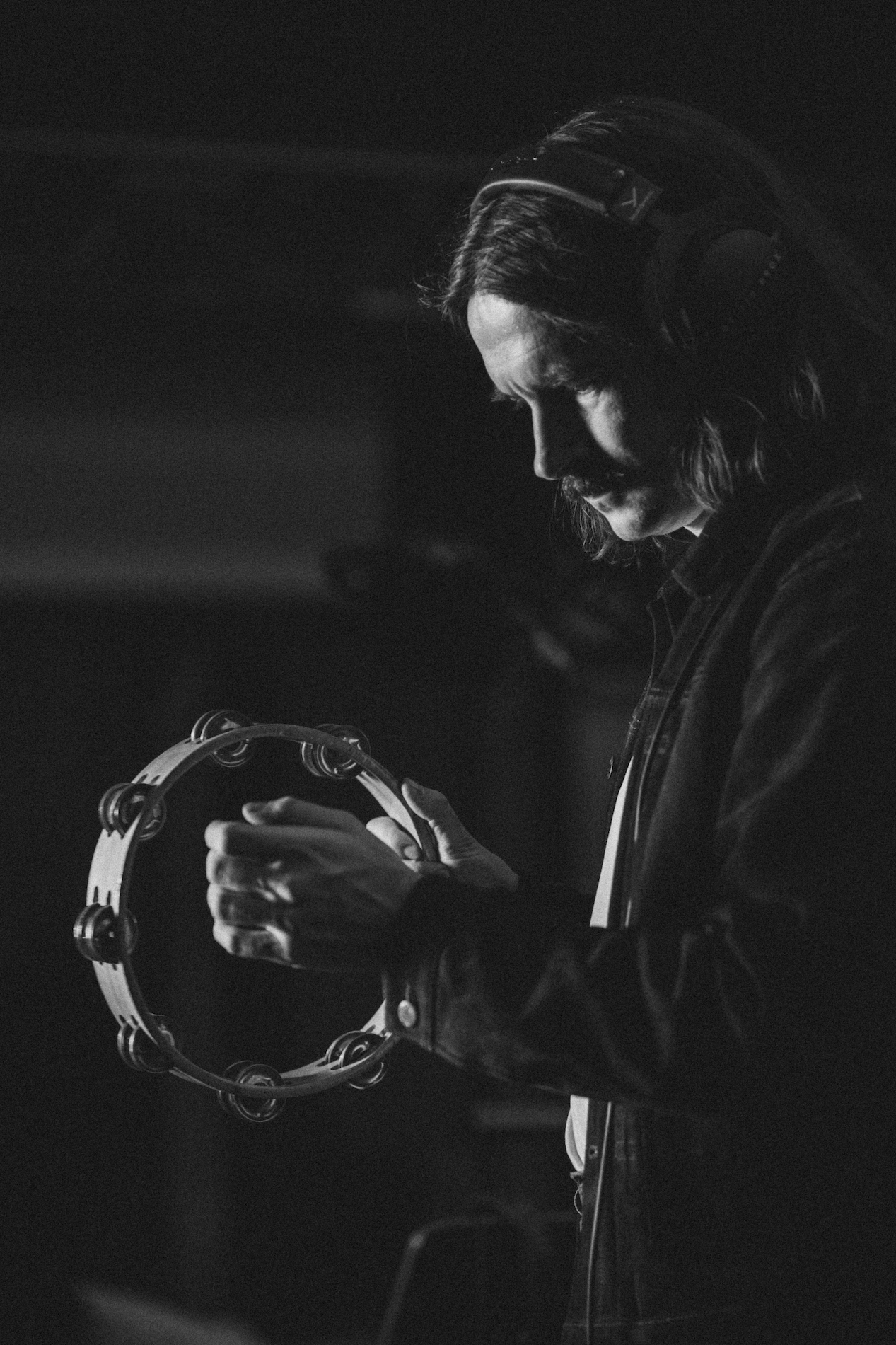 Axel Berntzon playing percussion at IMRSV Studios.