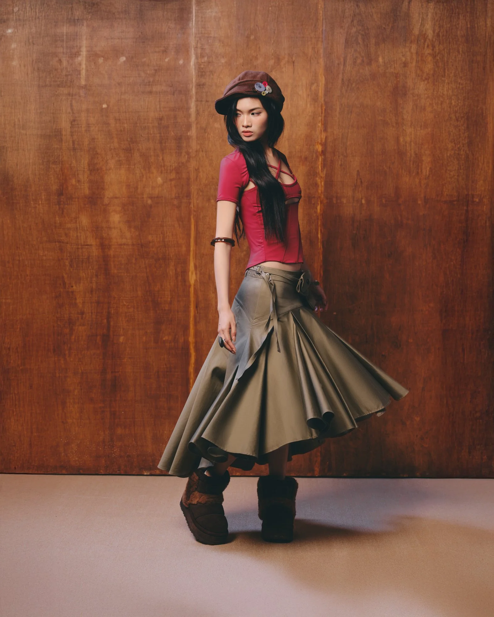 20260406-Camir top (Red) + Davon skirt (Moss Green) 2.jpg